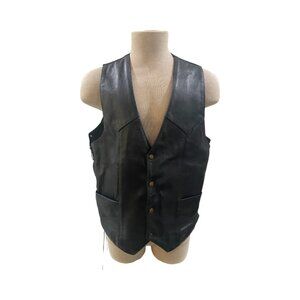 All State Leather Men's Single Panel Side Laced Motorcycle Vest w/pockets Size M